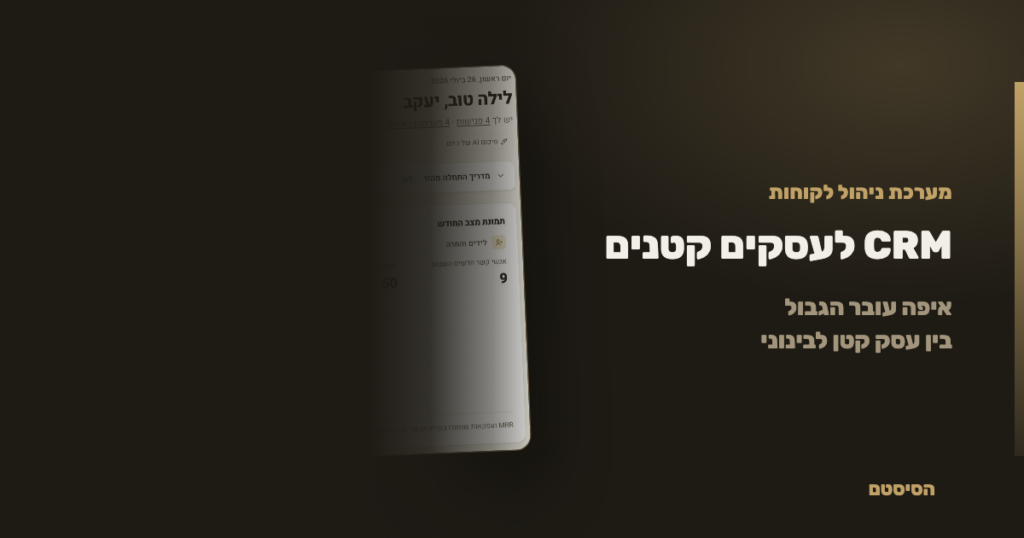 CRM לעסקים קטנים: איפה עובר הגבול בין עסק קטן לבינוני במחיר - הסיסטם